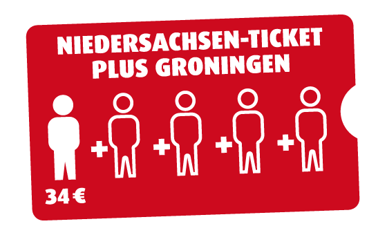 Niedersachsen-Ticket plus Groningen 1 Person Niedersachsen-Ticket plus Groningen 1 Person