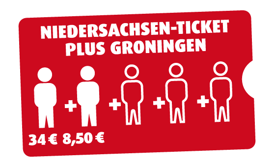 Niedersachsen-Ticket plus Groningen 2 Personen Niedersachsen-Ticket plus Groningen 2 Personen