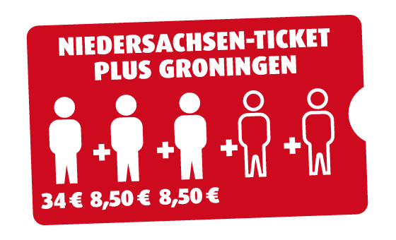 Niedersachsen-Ticket plus Groningen 3 Personen Niedersachsen-Ticket plus Groningen 3 Personen