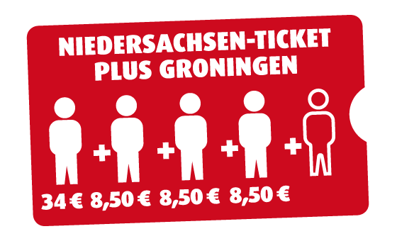 Niedersachsen-Ticket plus Groningen 4 Personen Niedersachsen-Ticket plus Groningen 4 Personen