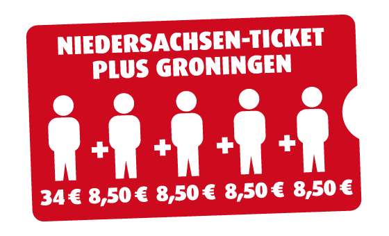 Niedersachsen-Ticket plus Groningen 5 Personen Niedersachsen-Ticket plus Groningen 5 Personen