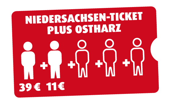 Niedersachsen-Ticket plus Ostharz 2 Personen Niedersachsen-Ticket plus Ostharz 2 Personen