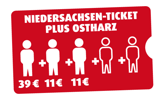 Niedersachsen-Ticket plus Ostharz 3 Personen Niedersachsen-Ticket plus Ostharz 3 Personen